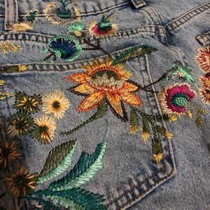Embroidered mom jeans